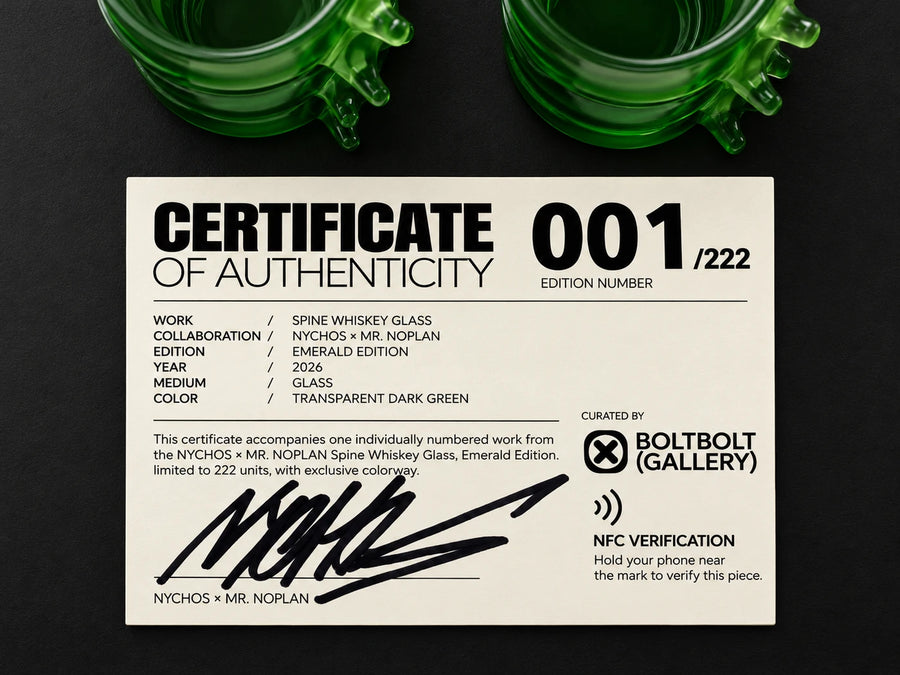 Certificate of authenticity showing an example edition number