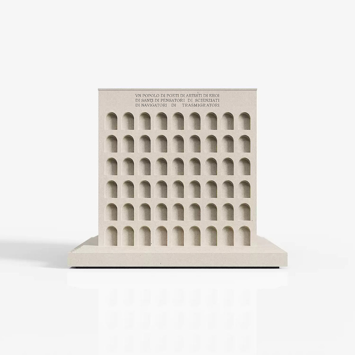 CONHEART Square Colosseum concrete pen holder viewed from the front, with six rows of arches.